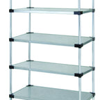 Thumbnail image #1 for Quantum WR63-2154SG-5 Solid Shelving Starter Kit, 54"W x 21"D x 63"H, 5 Shelves, Galvanized Steel, Chrome Posts