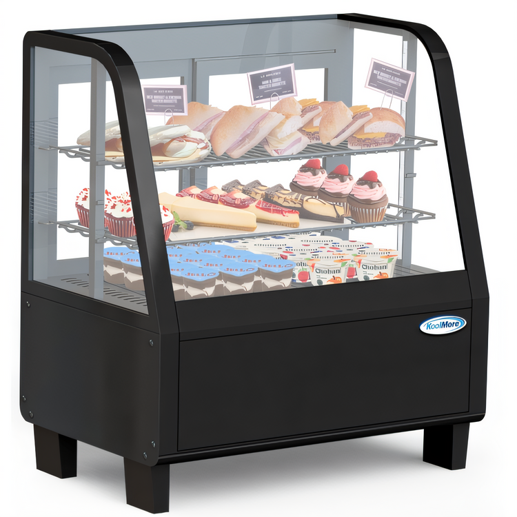Product image #1 for KoolMore 27-Inch Countertop Refrigerated Display Case, Full Service, Curved Front Glass, 3.6 Cu. Ft., Black