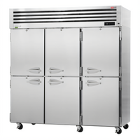 Turbo Air PRO Series Three-Section Reach-In Refrigerator, 74.78 Cu. Ft., 6 Solid Half Doors