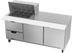 Thumbnail image #1 for Beverage-Air SPED72HC-12M-2 72-Inch Three-Section Mega Top Sandwich Prep Table with 2 Drawers, 2 Doors and 12 Pan Openings