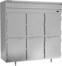 Beverage Air P-Series Three-Section Reach-In Refrigerator with Lockable Solid Half Doors, 68.34 Cu. Ft., Top-Mounted Self-Contained Refrigeration
