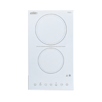 Summit Commercial 2-Burner Built-In Radiant Electric Cooktop, White Ceramic Glass, 230V