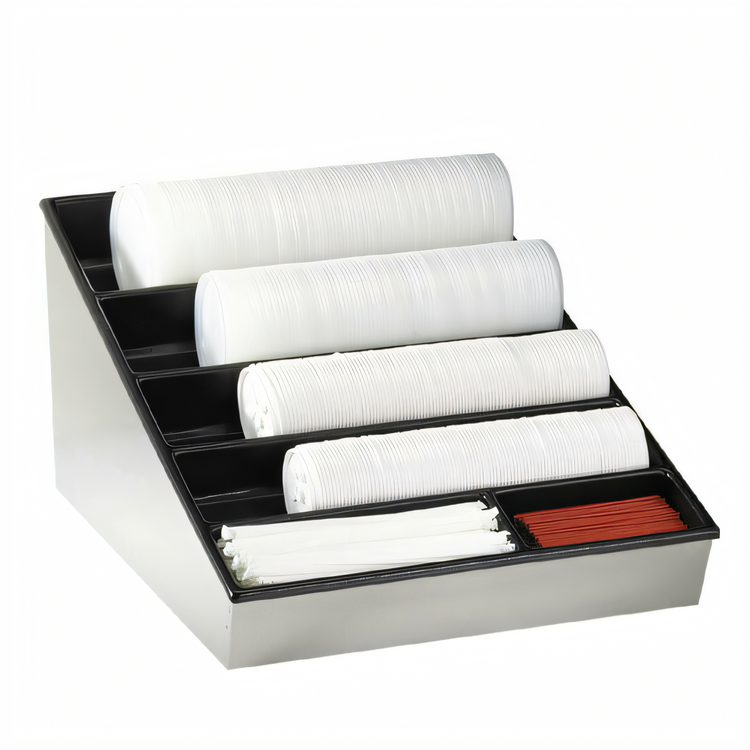Product image #1 for Dispense-Rite Wide Stainless Steel Lid, Straw & Condiment Organizer with ABS Top