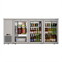 KoolMore 72-Inch Three-Section Back Bar Cooler with 3 Glass Swing Doors and LED Lighting, 18.3 Cu. Ft., Stainless Steel