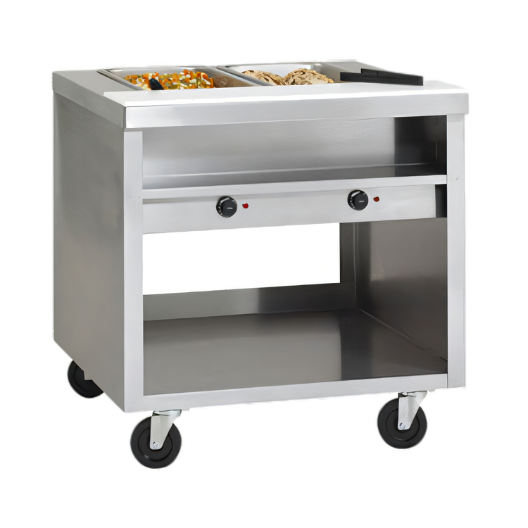 Product image #1 for Delfield E-Chef EHEI74C Mobile Electric Hot Food Table, 74-Inch, 5-Well, Open Shelf Base