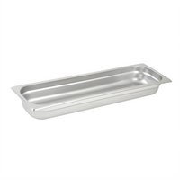Winco 1/2 Size Long Solid Steam Table Pan, 22-Gauge 18/8 Stainless Steel, Anti-Jamming