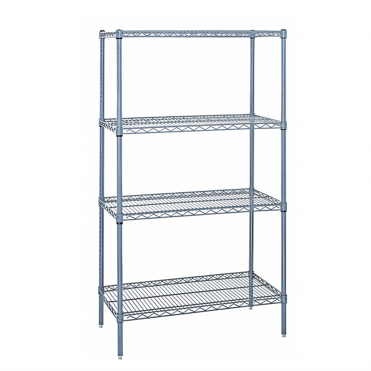Product image #1 for Quantum 42 Inch x 18 Inch x 74 Inch Wire Shelving Starter Kit, 4 Shelves, Gray Epoxy Antimicrobial Finish