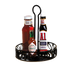 Thumbnail image #1 for Ironworks Round Leaf-Design Black Wrought Iron Condiment Rack with Center Handle