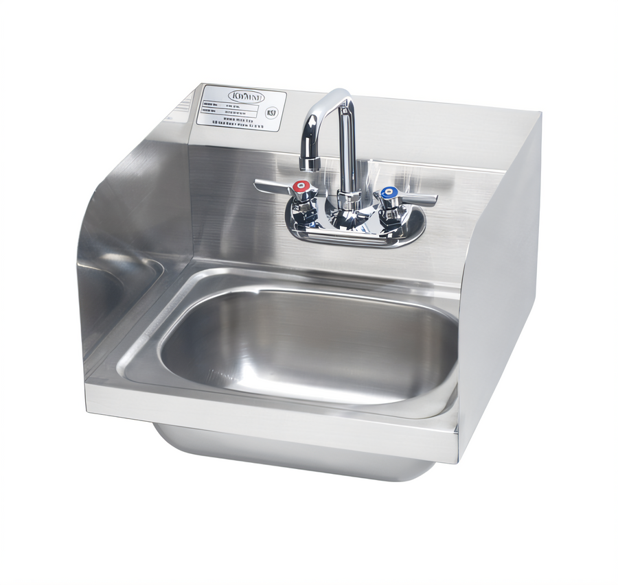 Product image #1 for Krowne Wall-Mount Stainless Steel Hand Sink with Faucet, Backsplash, and Side Splashes