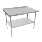 Thumbnail image #1 for John Boos Stallion UFBLG8430-X 84 x 30 Inch 18-Gauge Type 430 Stainless Steel Work Table with Rear Riser and Galvanized Adjustable Undershelf