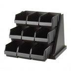 Thumbnail image #1 for Cambro Versa 9RS9110 9-Bin Condiment Organizer Rack, Wall-Mount or Flat-Surface, Black Polyethylene