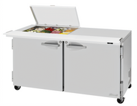 Turbo Air PRO Series 60-Inch Two-Section Mega-Top Sandwich/Salad Prep Table Work Station with Flat Clear Lid