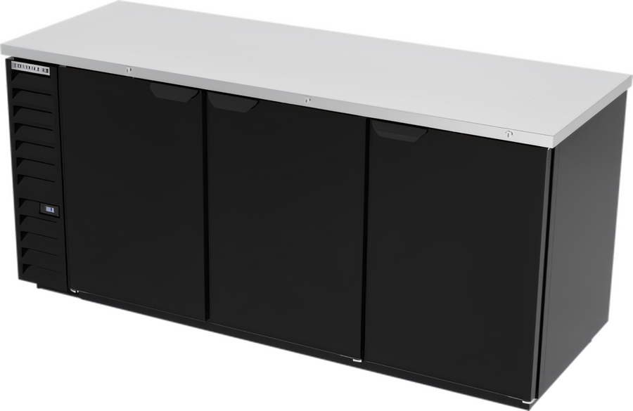 Product image #1 for Beverage-Air BB78HC-F-B Three-Section Back Bar Refrigerator with Solid Doors and Black Exterior