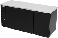 Beverage-Air BB78HC-F-B Three-Section Back Bar Refrigerator with Solid Doors and Black Exterior