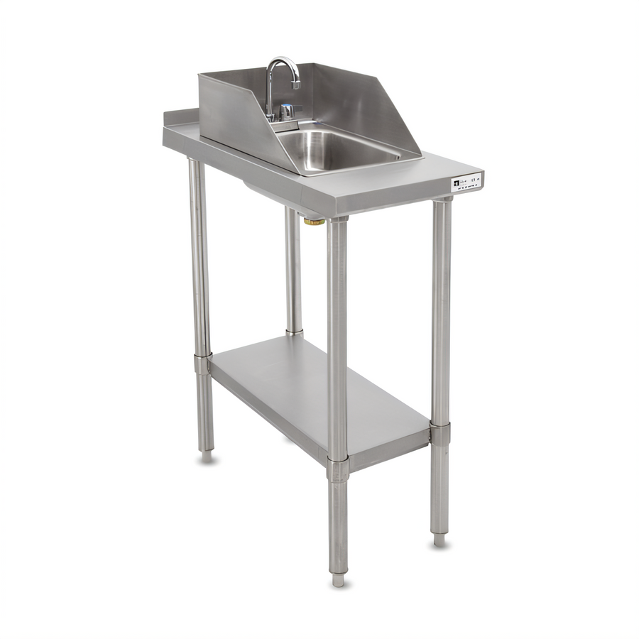 Product image #1 for John Boos Stallion Stainless Steel Filler Table with Drop-In Sink, 18 x 30 Inches, Adjustable Undershelf