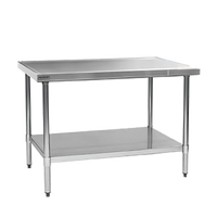 Spec-Master Marine Series Flat Top Stainless Steel Work Table with Adjustable Galvanized Undershelf, 120W x 36D