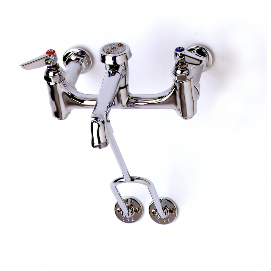 Product image #1 for T&S Brass Wall-Mount Adjustable Service Sink Faucet with 12-Inch Rigid Spout and Vacuum Breaker Hook