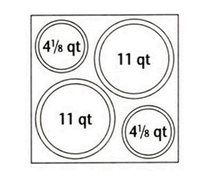 Food Bar Adapter Plate with Two 4-1/8 Qt. and Two 11 Qt. Inset Holes