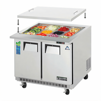 Everest Refrigeration EOTPS2 Mega-Top Open Top Refrigerated Prep Table, 2-Section, 35-5/8-Inch, Stainless Steel, 12 x 1/6-Size Pan Opening