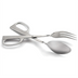 Thumbnail image #1 for Omcan USA 10-Inch Stainless Steel Salad Scissor Tongs with Spoon and Fork Ends