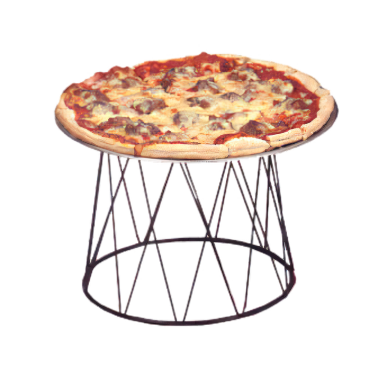 Product image #1 for Contempo Round Wrought Iron Pizza Stand, Drum Design, Black