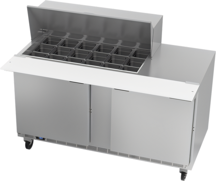 Product image #1 for Beverage-Air 60-Inch Two-Section Mega Top Sandwich Prep Table Refrigerator, 18-Pan, 2-Door