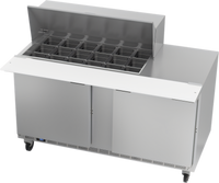 Beverage-Air 60-Inch Two-Section Mega Top Sandwich Prep Table Refrigerator, 18-Pan, 2-Door
