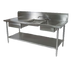 Thumbnail image #1 for John Boos 96-Inch Stainless Steel 2-Compartment Right-End Sink Prep Table with 10-Inch Backsplash, Drawer, and Sliding Cutting Board