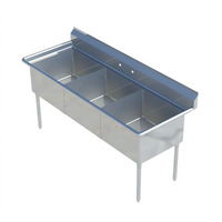 Sapphire Manufacturing SMS2030-3 3-Compartment Floor Model Stainless Steel Sink with Galvanized Legs