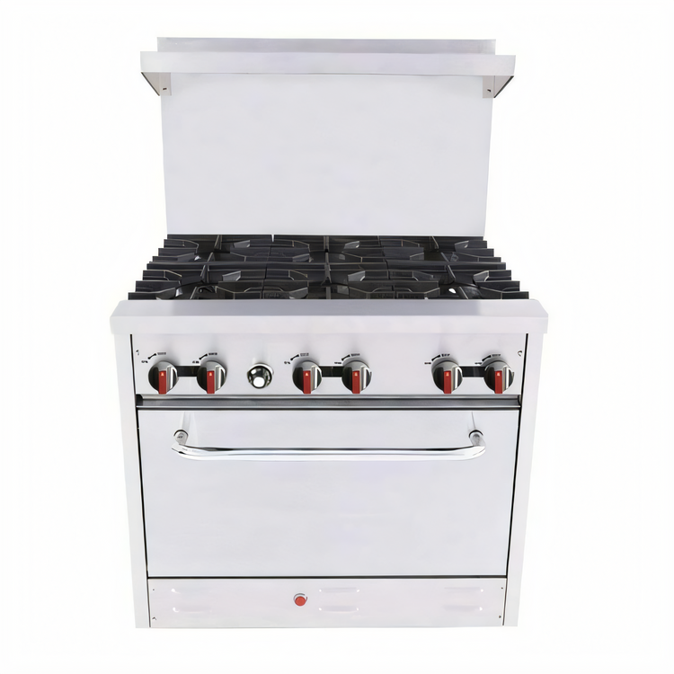 Product image #1 for BakeMax Restaurant Series 36-Inch Natural Gas Commercial Range with 6 Open Burners and Standard Oven