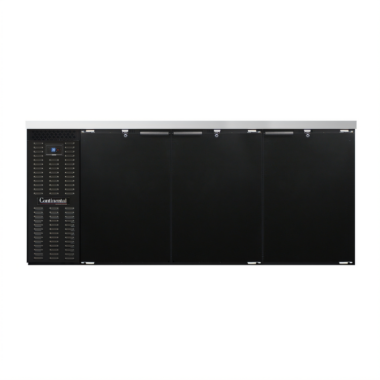 Product image #1 for Continental Refrigerator BB79SN Shallow Depth Refrigerated Back Bar Cooler with 3 Solid Doors