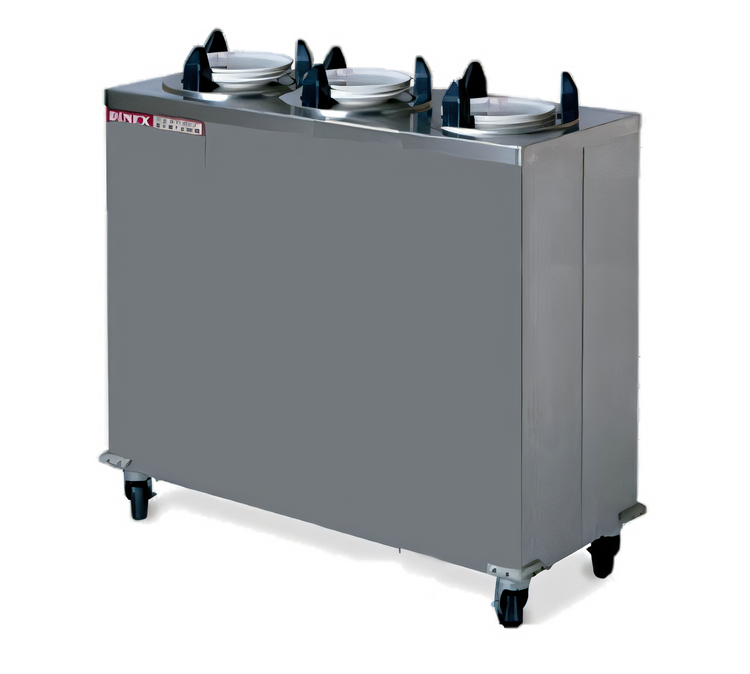 Product image #1 for Dinex DXPIDPH3E0912 Three-Silo Heated Mobile Plate Dispenser for 9-1/8 Inch Plates