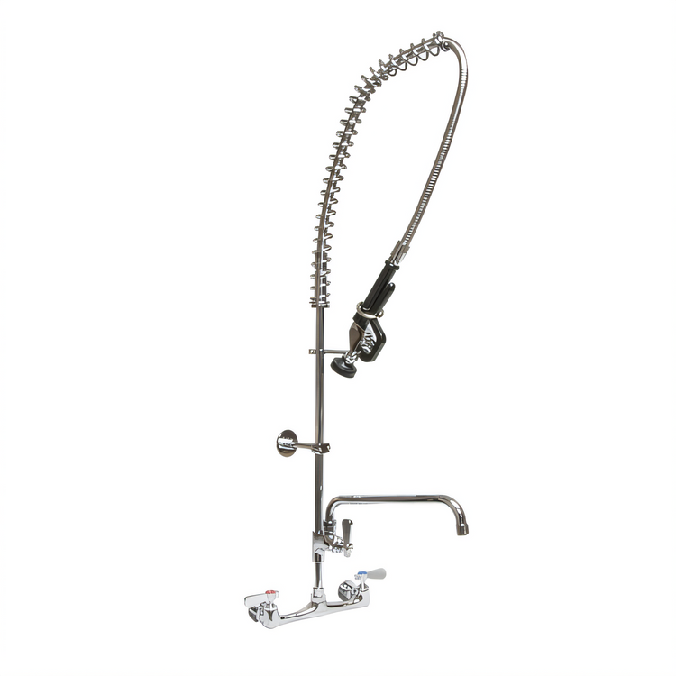 Product image #1 for BK Resources WorkForce 8-Inch Splash Mount Pre-Rinse Assembly with 16-Inch Add-On Faucet