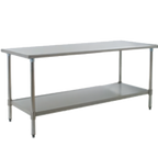 Thumbnail image #1 for Eagle Group Budget Series T3672SB 72 x 36-Inch 430 Stainless Steel Work Table with Adjustable Undershelf, Open Base