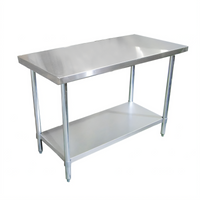 Standard Series 30 x 18 Inch 430 Stainless Steel Flat Top Work Table with Galvanized Undershelf