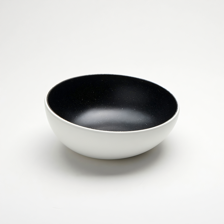 Product image #1 for Lift 40 oz. 8-1/2 Inch Round Angled Melamine Bowl, White with Black Speckles