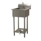 Thumbnail image #1 for Advance Tabco FS-FM-2219FV Freestanding One-Station 14-Gauge 304 Stainless Steel Service Sink with Toe-Push Valve and Gooseneck Spout