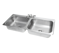 Advance Tabco Two-Compartment Drop-In Sink, 18-Gauge 304 Stainless Steel, with 8-Inch Swing Spout Faucet and Basket Drains