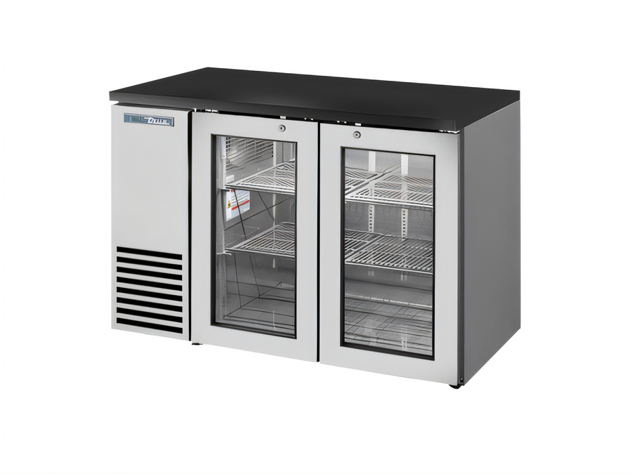 Product image #1 for True 48-Inch Two-Section Back Bar Cooler with Glass Hinged Doors and Left-Side Condensing Unit