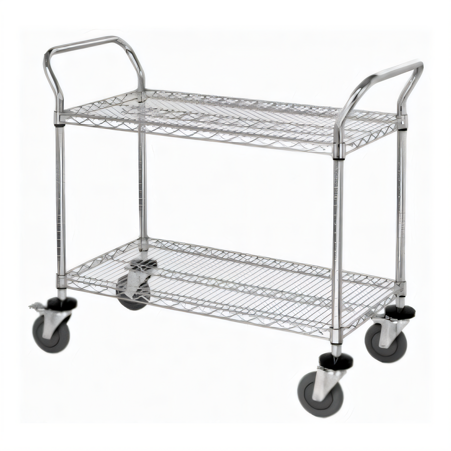 Product image #1 for Quantum Chrome Plated Wire Utility Bus Cart with 2 Shelves, 36 x 18 Inches