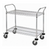 Thumbnail image #1 for Quantum Chrome Plated Wire Utility Bus Cart with 2 Shelves, 36 x 18 Inches
