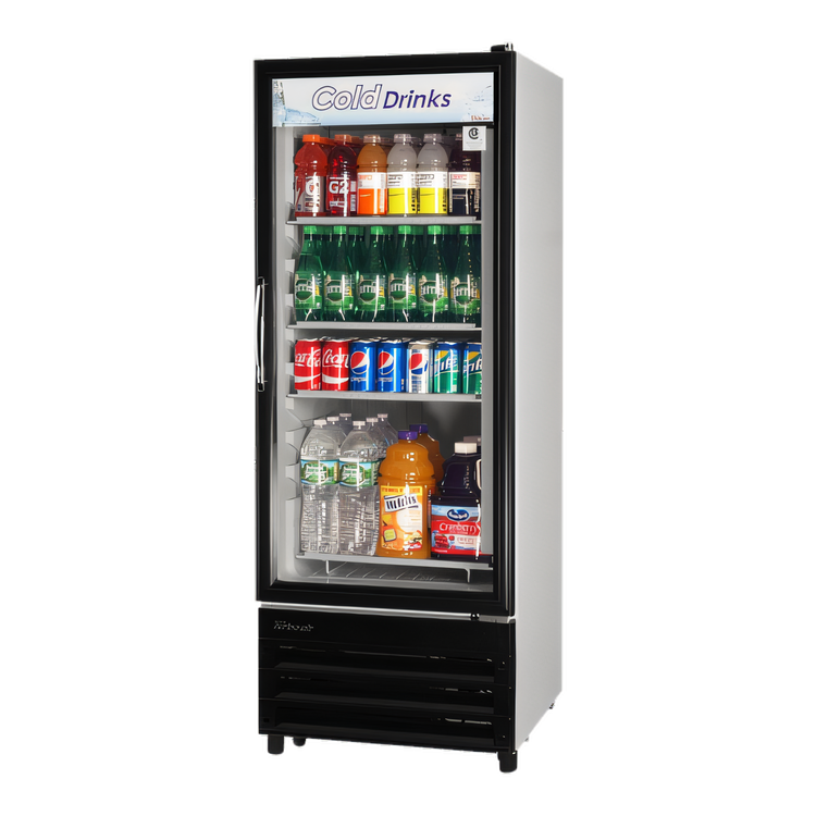 Product image #1 for Turbo Air 10 Cu. Ft. One-Section Glass Door Refrigerated Merchandiser, Self-Contained, Bottom Mount, 115V