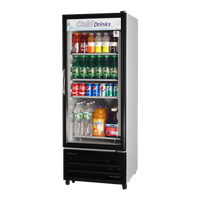Turbo Air 10 Cu. Ft. One-Section Glass Door Refrigerated Merchandiser, Self-Contained, Bottom Mount, 115V