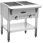 Thumbnail image #1 for Serv-Ware SWGST-2-LP 2-Well Open-Well Propane Gas Steam Table, Stainless Steel Open Base, Removable Cutting Board