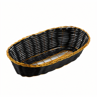 Winco Black & Gold Long Oval Woven Polypropylene Fast Food Basket