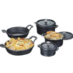 Thumbnail image #1 for American Metalcraft CIPR5500 19 oz Round Cast Iron Baking Dish with Lid and Handles, 5-Inch Diameter Case of 6