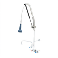 EverSteel DuraPull Wall-Mount Workboard Pre-Rinse Unit with Add-On Faucet, 12-Inch Swing Nozzle, and 1.07 GPM Sprayer