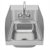 Thumbnail image #1 for Space Saver Wall-Mount 304 Stainless Steel Hand Sink with Gooseneck Faucet, Side Splashes and Basket Drain, 13 x 19 Inch