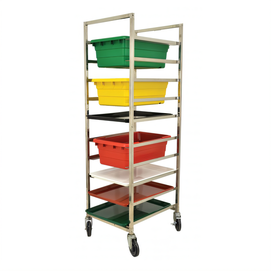 Product image #1 for Full-Size Mobile Universal Pan/Lug Rack, Stainless Steel, 10 Slides, 6-Inch Spacing