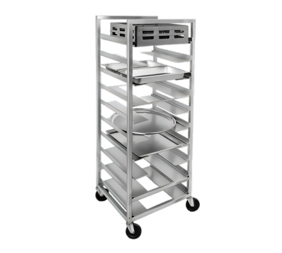 Product image #1 for Mobile All-Welded Aluminum Universal Rack with Stainless Steel Top, 4-Pan Capacity